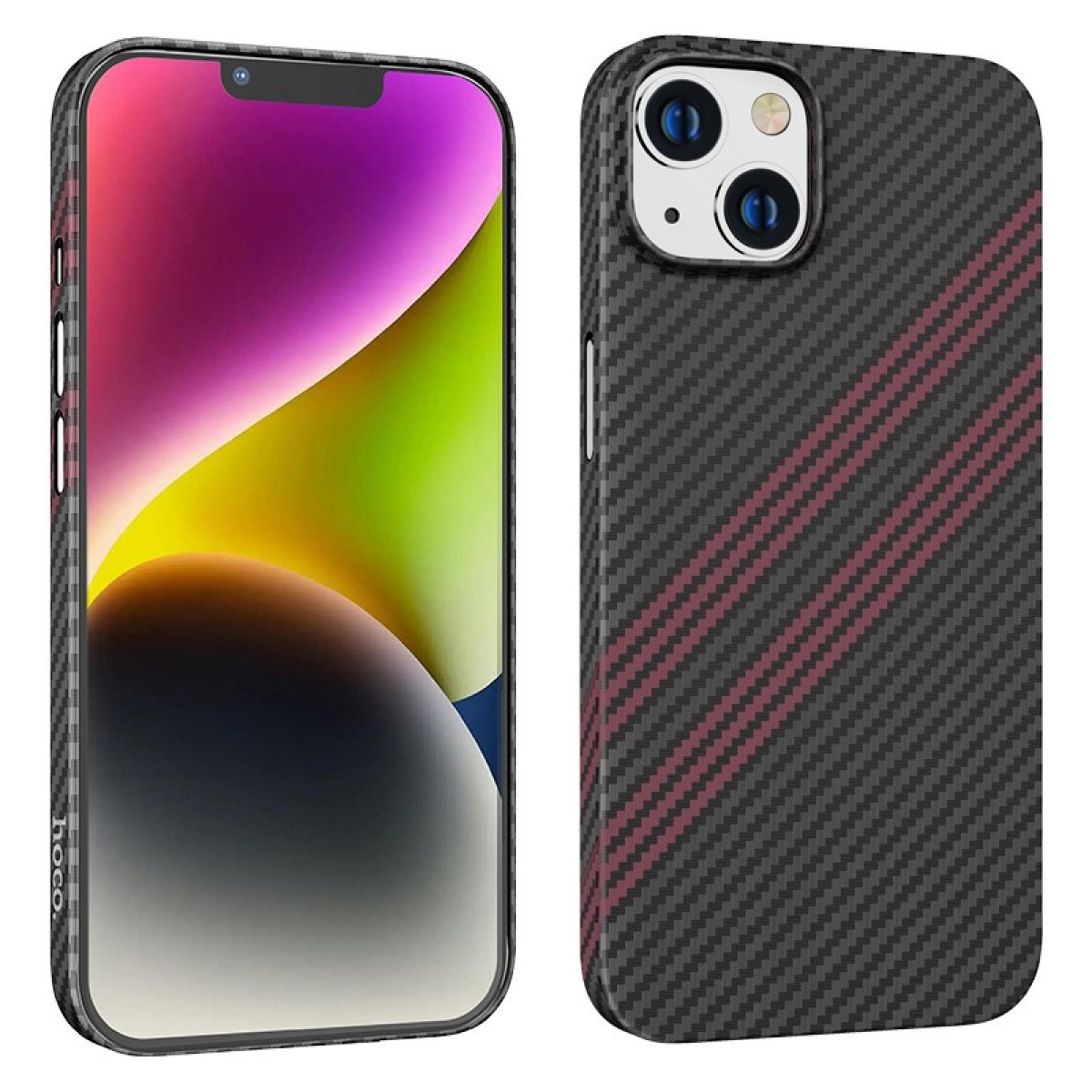 Θήκη Hoco Slim Kevlar Texture για Apple iPhone 14 Plus Μαύρο Κόκκινο