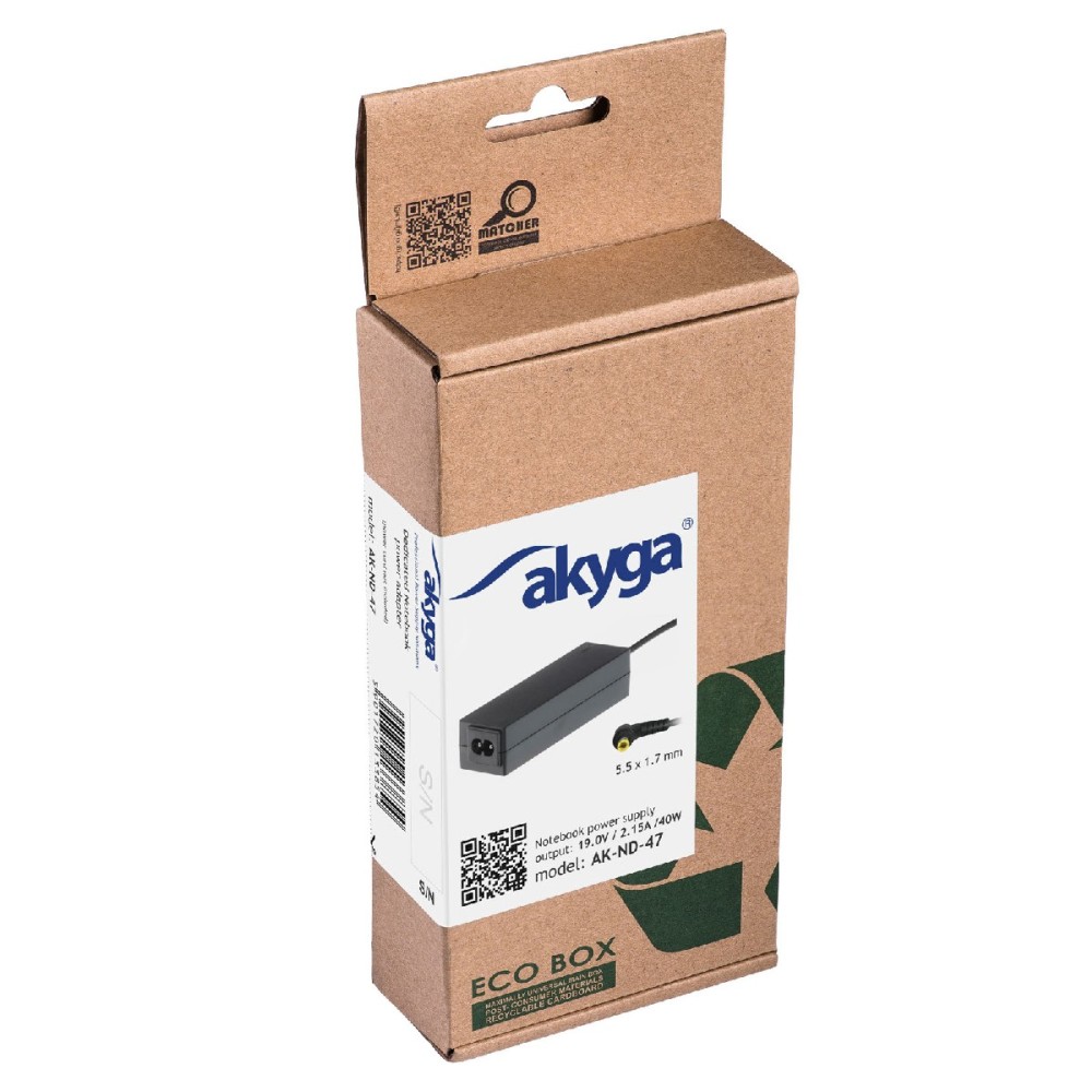 Τροφοδοτικό Notebook Akyga AK-ND-47 19V / 2.15A 40W 5.5x1.7mm ACER 1.2m