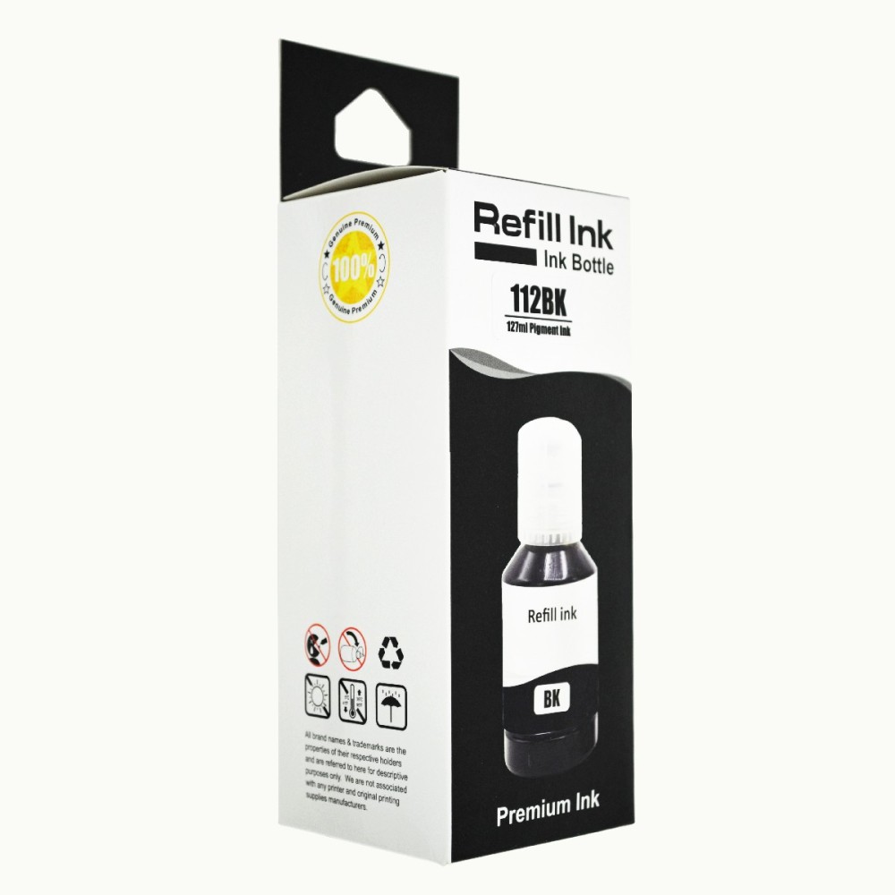 Μελάνι EPSON Συμβατό E112 C13T06C14A 127ml Σελίδες:7500 Black C13T06C14A για L11160, L15150, L15160, L15180, L6460, L6490, L6550, L6570, L6580, M15140, M15180