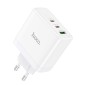 Φορτιστής Ταξιδίου Hoco N30 Glory Fast Charging PD65W QC3.0 2 x USB-C και 1 x USB 5V/3A Λευκός GaN Tech