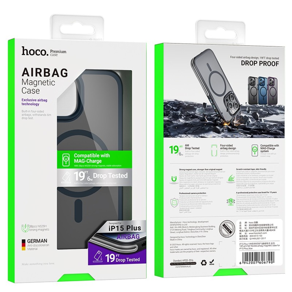 Θήκη Hoco Flexible Airbag 6m Anti-Fall Series MagSafe για Apple iPhone 15 Plus Μπλε