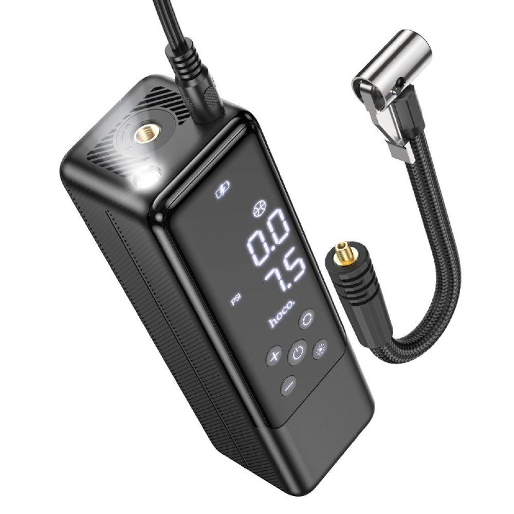 Smart Air Pump Hoco ZP5 May 3.5 bar Πίεση Αέρα με 4 Τρόπους Λειτουργίας Led Ένδειξη και Φακό 3μ Καλώδιο Μαύρο