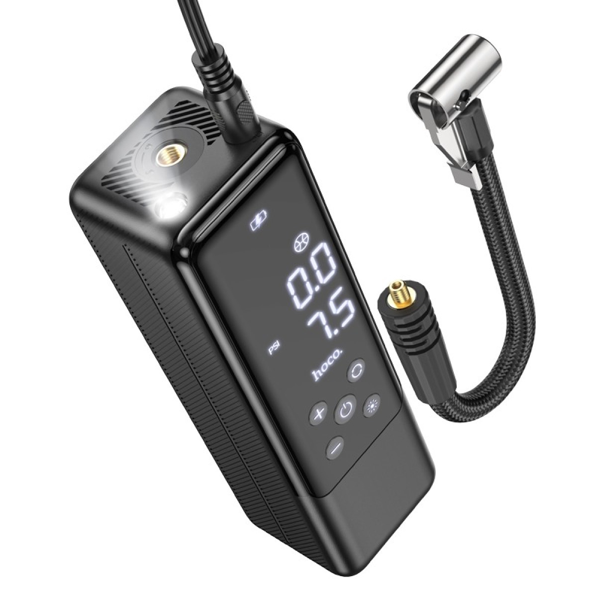 Smart Air Pump Hoco ZP5 May 3.5 bar Πίεση Αέρα με 4 Τρόπους Λειτουργίας Led Ένδειξη και Φακό 3μ Καλώδιο Μαύρο