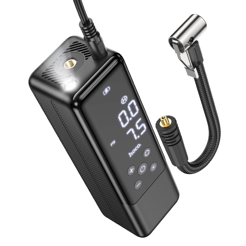 Smart Air Pump Hoco ZP5 May 3.5 bar Πίεση Αέρα με 4 Τρόπους Λειτουργίας Led Ένδειξη και Φακό 3μ Καλώδιο Μαύρο