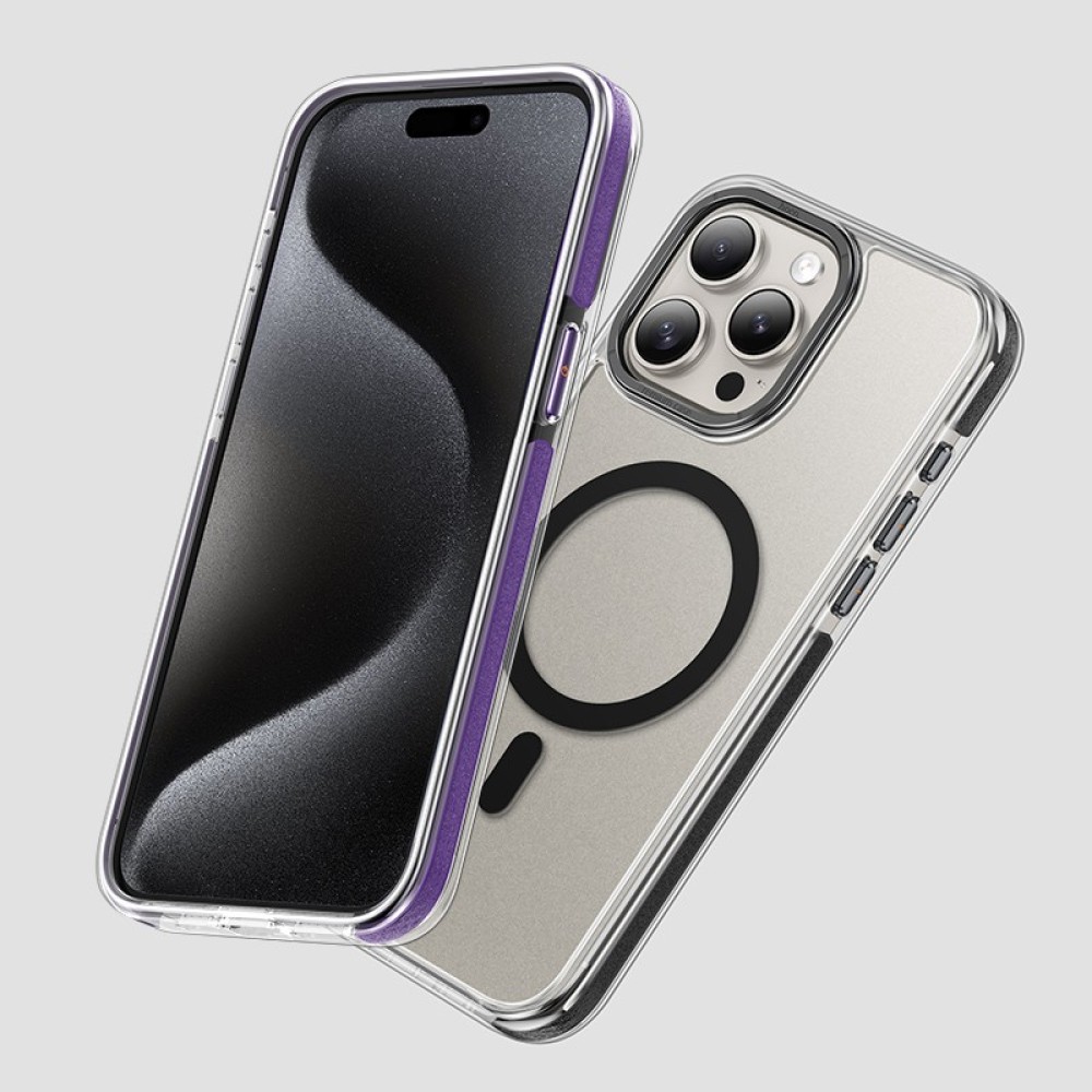 Θήκη Hoco Magnetic Premium Series Anti-Drop Magnetic Mag-charge για Apple iPhone 15 Pro Διάφανη Μωβ