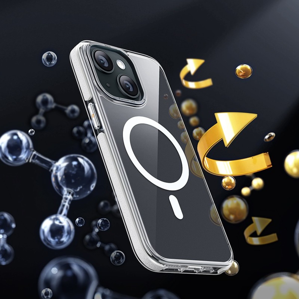 Θήκη Hoco Magnetic Premium Series Anti-Drop Magnetic Mag-charge για Apple iPhone 15 Διάφανη Γκρι