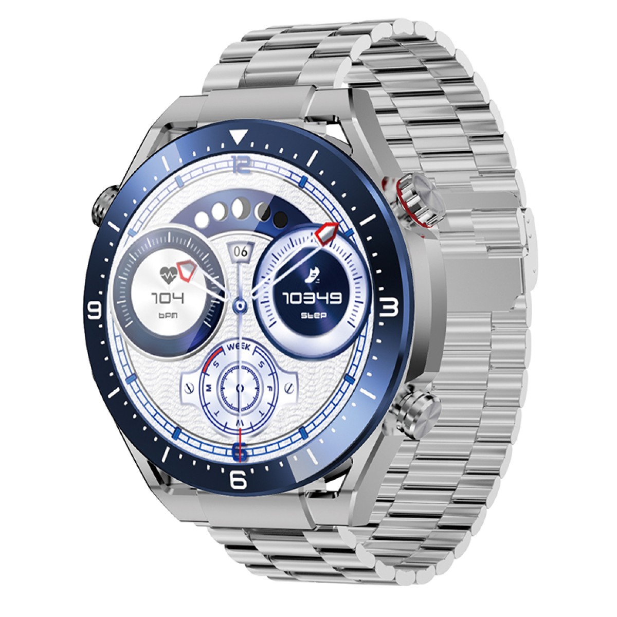 Smartwatch Maxcom Ecowatch 1 1.52” 400mAh IP67 Μπλε με Silicon PU Leather και Metal Band