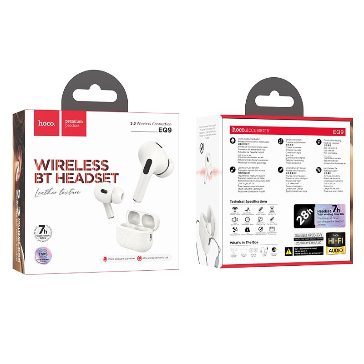 Wireless Hands Free Hoco EQ9 Duke TWS V5.3 320mAh 7 Ώρες Λειτουργίας με LED Οθόνη και Συμβατά με Siri Λευκό