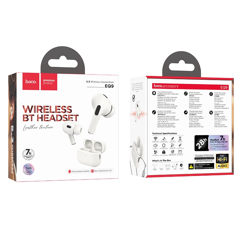 Wireless Hands Free Hoco EQ9 Duke TWS V5.3 320mAh 7 Ώρες Λειτουργίας με LED Οθόνη και Συμβατά με Siri Λευκό