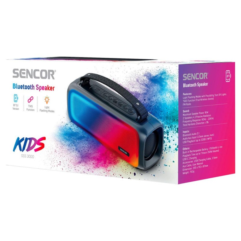Sencor SSS 3000 LIGHT – Αδιάβροχο Ασύρματο Ηχείο Bluetooth με Ισχύ 16W, Φωτισμό LED, TWS και FM Ραδιόφωνο







 IPX4