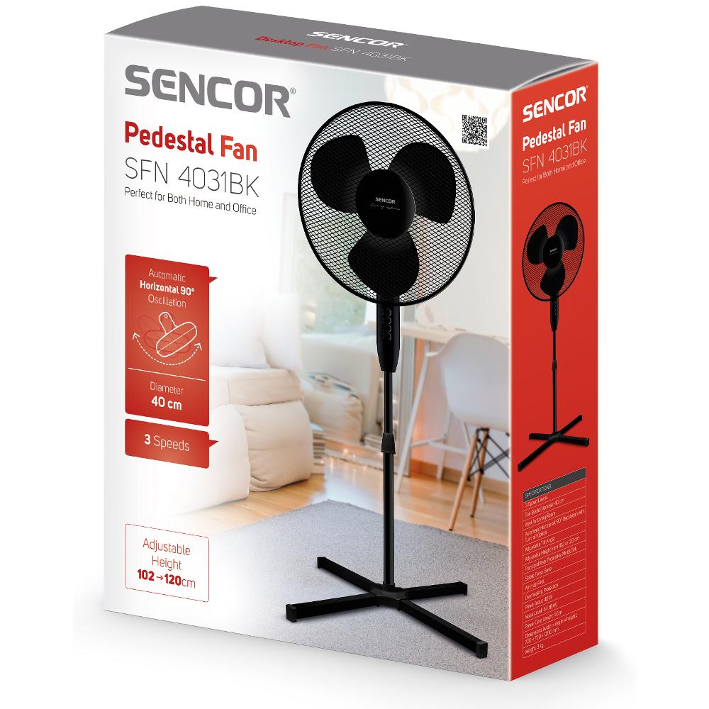 Ανεμιστήρας Δαπέδου Sencor SFN 4031BK 40W 3 Ταχυτήτων Διαμέτρου 40cm Μαύρος
