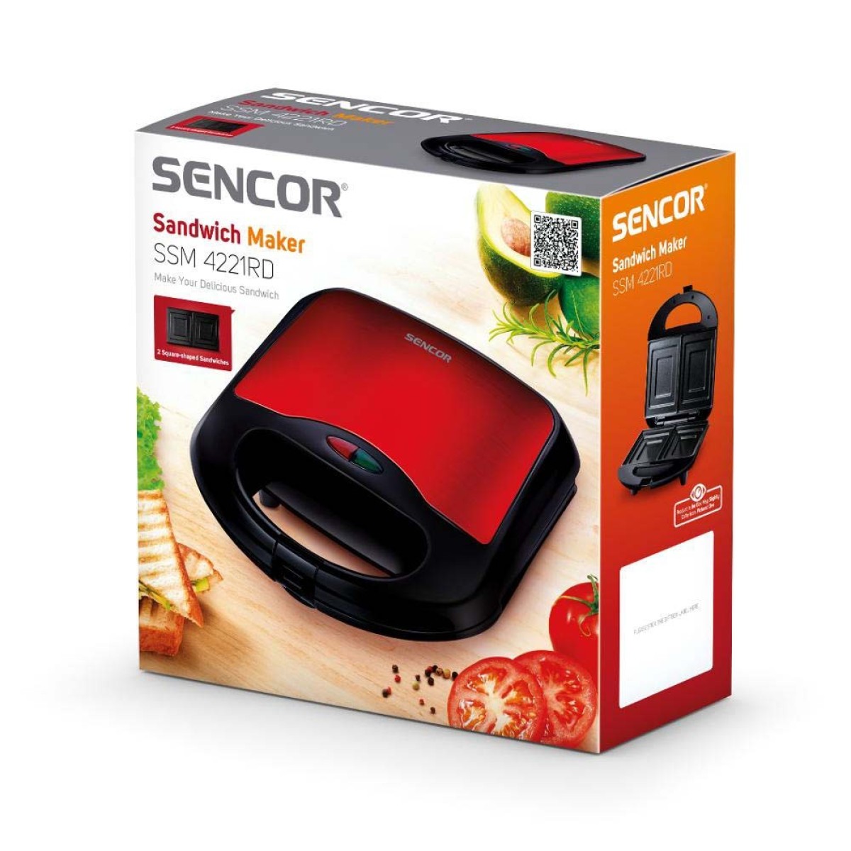 Τοστιέρα 2 Θέσεων Sencor SSM 4221RD Κόκκινη