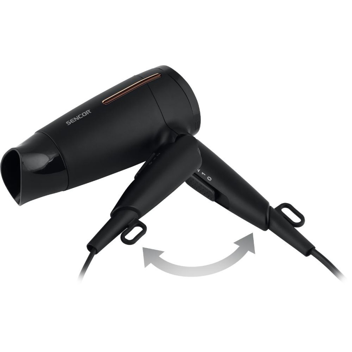 Σεσουάρ Μαλλιών Ταξιδίου Sencor SHD 0045BK 1600W Αναδιπλούμενο με 2 Επιλογές Θερμοκαρασίας και Ταχύτητας Αέρα Μαύρο