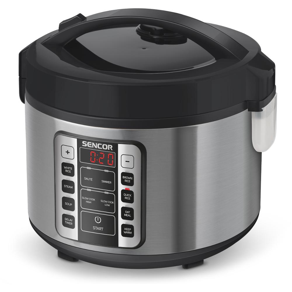 Ατμομάγειρας Ρυζιού Rice Cooker 1,5lt με Οθόνη και 11 Λειτουργίες Sencor SRM 3151BK Ασημί