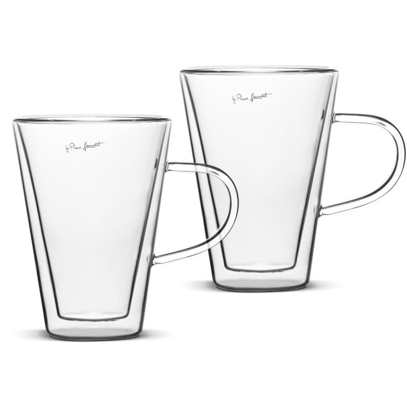 Φλιτζάνι Τσαγιού με Χερούλι THERMO Double Wall Σετ 2τμχ 300ml Lamart LT9028 Διάφανο