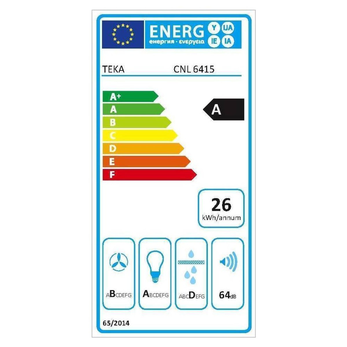 Συρόμενος Απορροφητήρας TEKA EcoPower 2+1 Ταχύτητες 385m3/h 60cm CNL 6415 INOX Ασημί 40436810