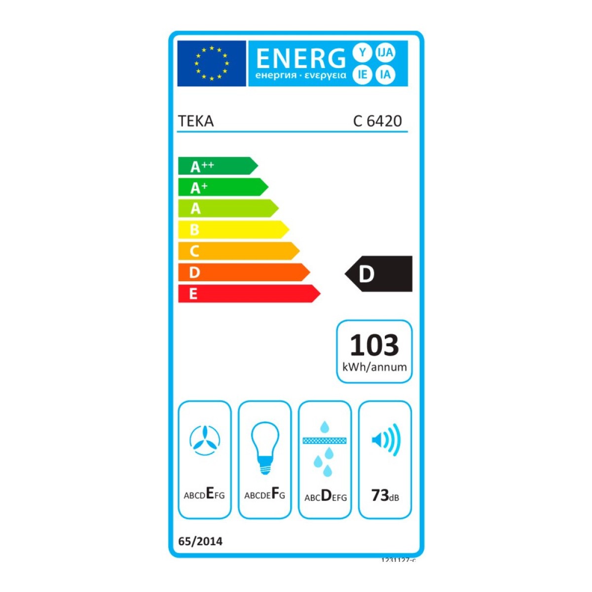 Απορροφητήρας TEKA 3 Ταχύτητες 2 Μοτέρ 375m3/h 60cm C 6420 Λευκό 40465531