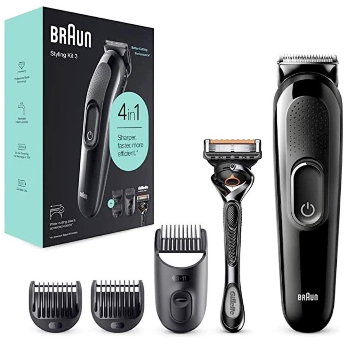 Σετ Επαναφορτιζόμενη Κουρευτικής Μηχανής Braun SK3300 + Gillette F5 ProGlide