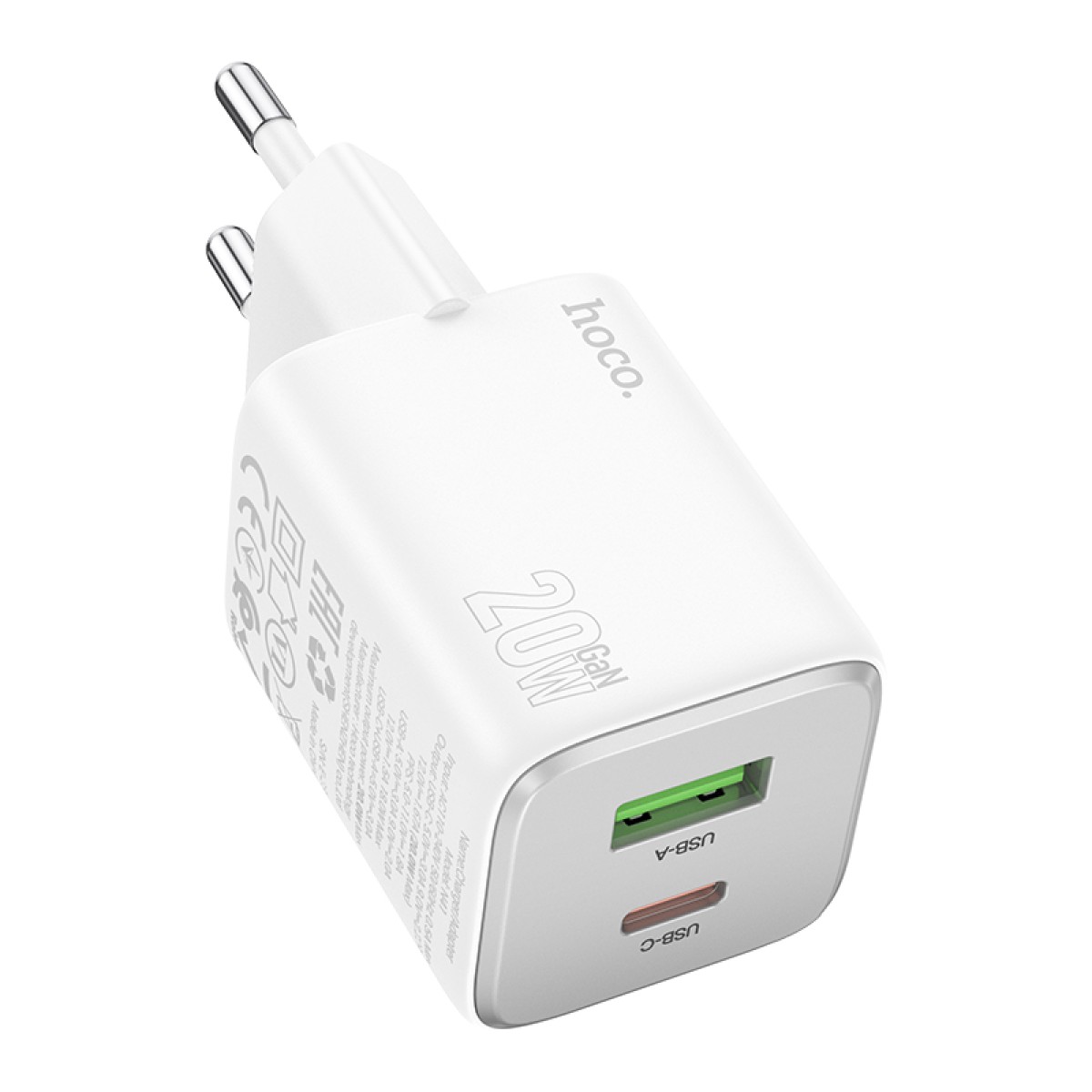 Φορτιστής Ταξιδίου Hoco N41 Almighty με 2 Εξόδους Φόρτισης USB QC3.0 18W και USB-C PD20W Λευκός