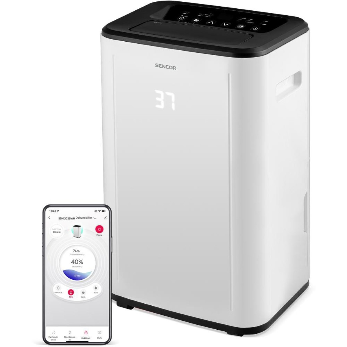 Αφυγραντήρας Sencor SDH 3028WH  Wi-Fi 30lt/ημέρα 420 W Κάλυψη 30-89τμ