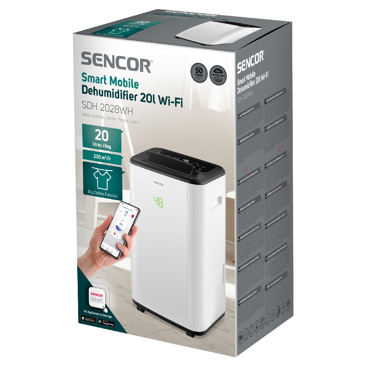 Αφυγραντήρας Sencor SDH 2028WH  Wi-Fi 6lt 360 W Κάλυψη 25-60τμ