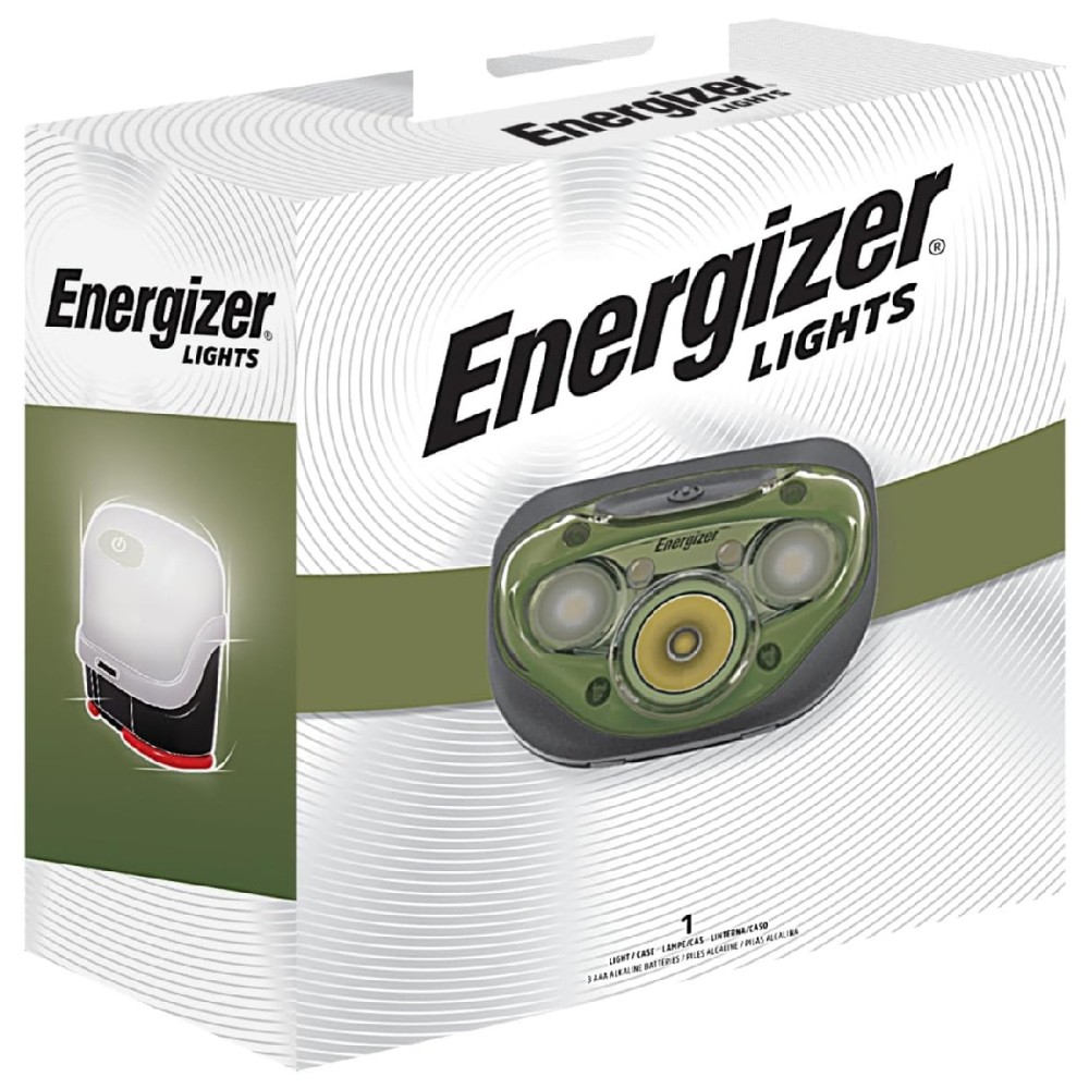 Φακός Κεφαλής Energizer Vision HD 3 Led 260 Lumens IPX4 με Lanern Case και μπαταρίες AAA  Πράσινο