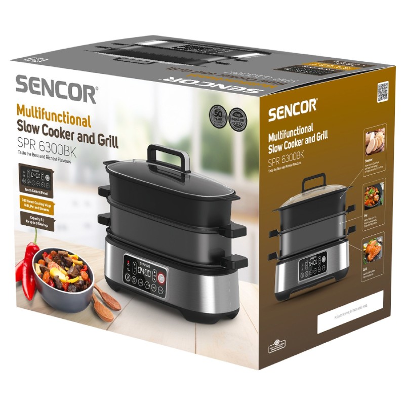 Ηλεκτρική Γάστρα Sencor SPR 6300BK  με Χωρητικότητα 6lt Grill Rice Cooker και Ατμομάγειρα