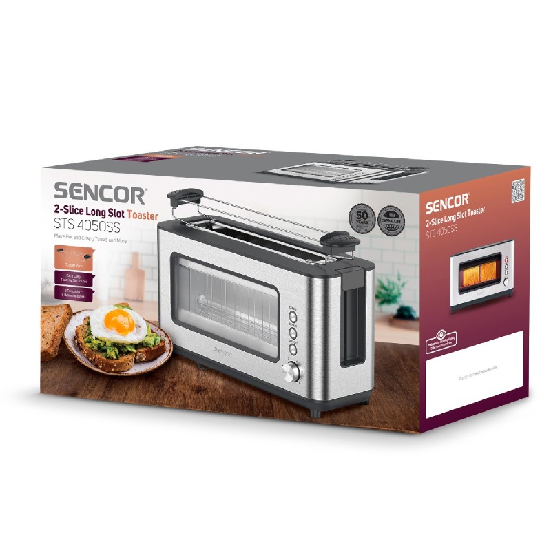 Φρυγανιέρα Sencor STS 4050SS 1200W με Μεγάλη Υποδοχή Ασημί