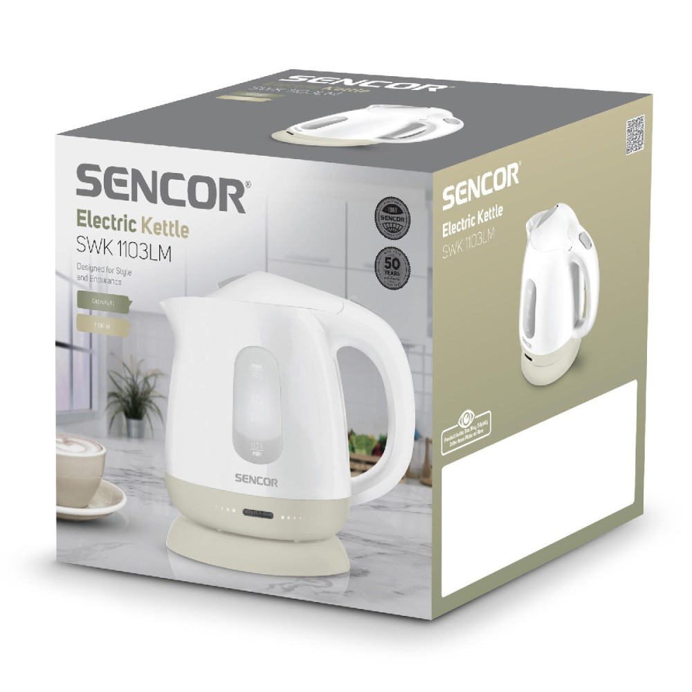 Βραστήρας Sencor SWK 1103LM 1 lt 100W με Αφαιρούμενο και Πλενόμενο Φίλτρο Ρύπων και Αλάτων Κίτρινο