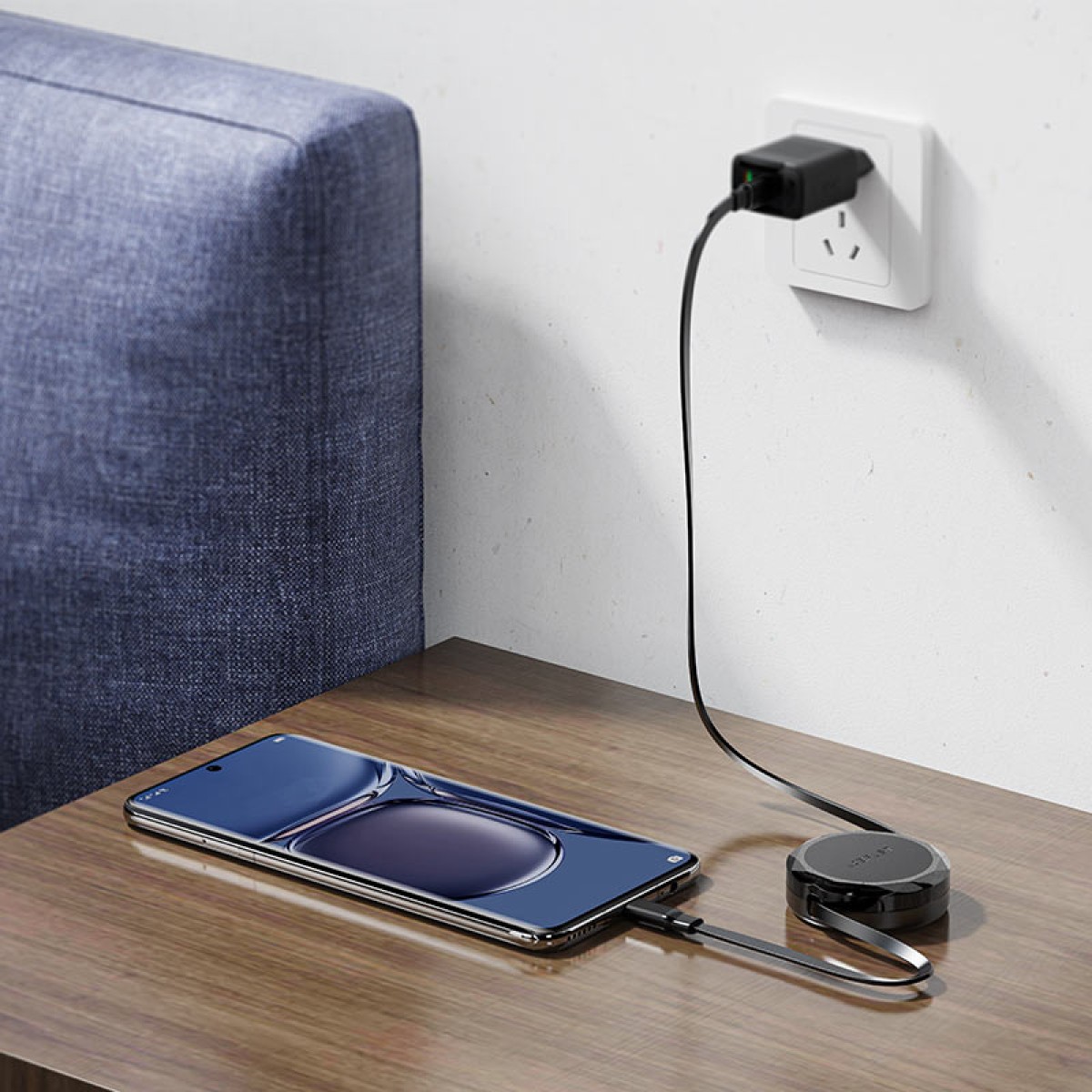 Καλώδιο σύνδεσης  Αναδιπλούμενο Acefast C13-03 USB-C σε USB-C 3A 60W 0,8m Μαύρο