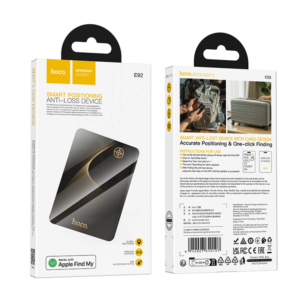 Gps Tracker Hoco E92 Saviour Μόνο για iOS Συμβατό με Apple Find My Network