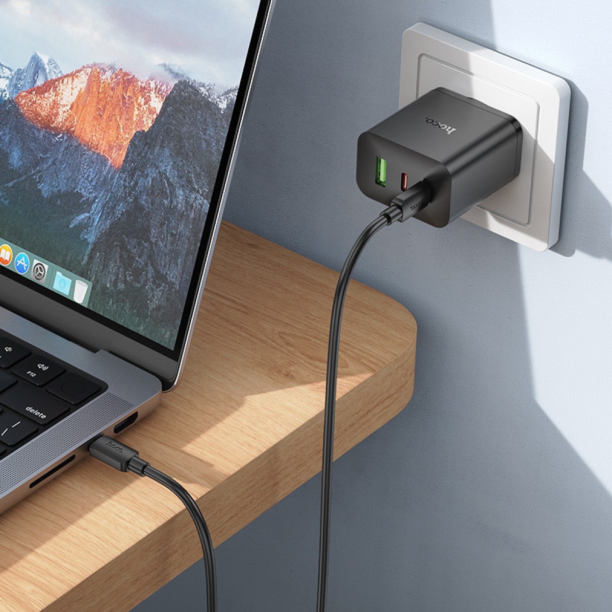 Φορτιστής Ταξιδίου Hoco N51 Scenery 65W με 2 x USB-C και 1 x USB-A  Μαύρος