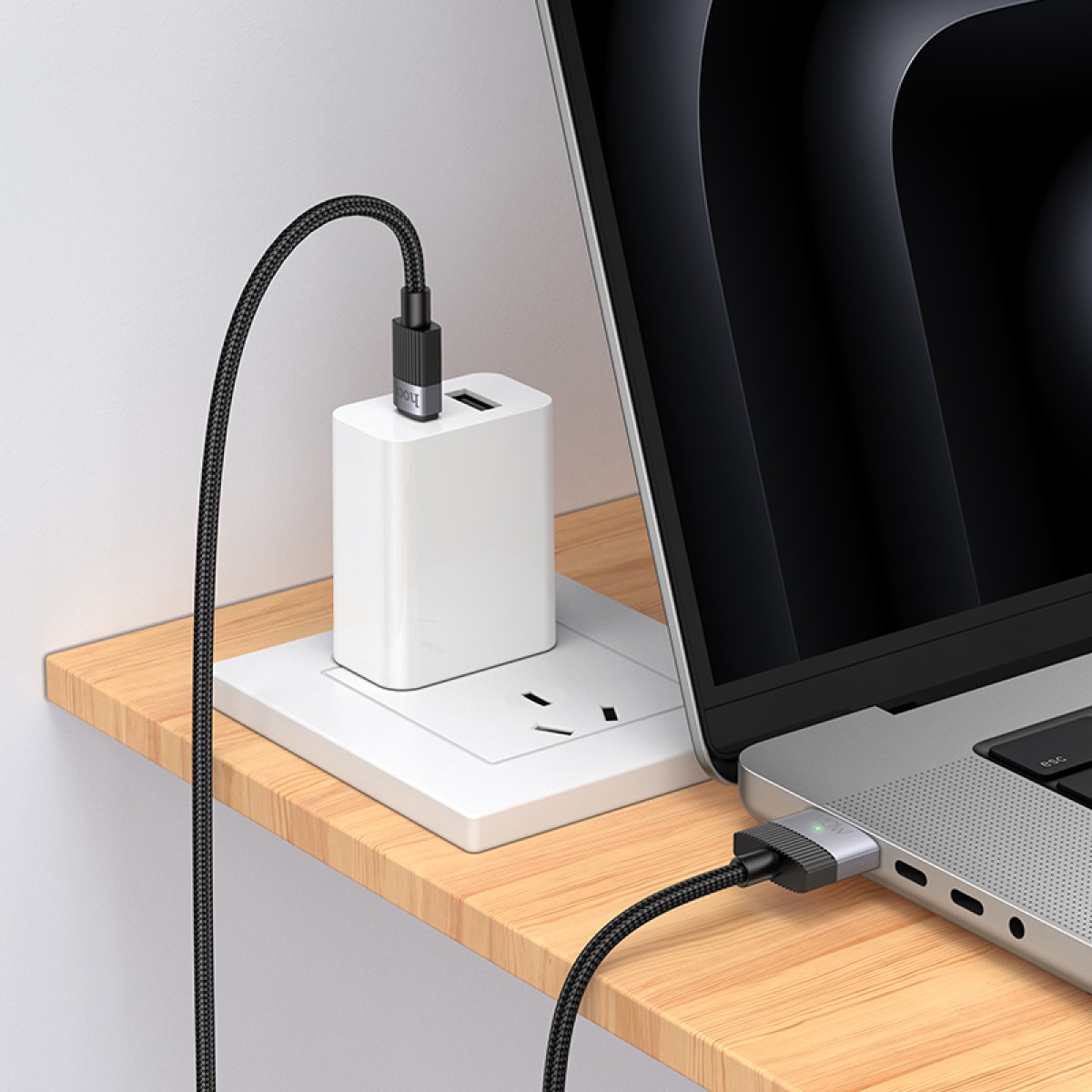 Μαγνητικό Καλώδιο Φόρτισης Hoco U141 USB-C σε Mag3 140W με Braided Καλώδιο 1.8m Μαύρο