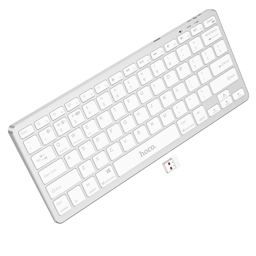Ασύρματο Πληκτρολόγιο Hoco GM32 Wisdom 78 Πλήκτρα 2.4GHz+Bluetooth 5.0 Ασημί