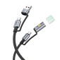 Καλώδιο σύνδεσης Hoco U138 USB-C/USB-A σε USB-C/Φακό 3A 1.2m Braided Μαύρο