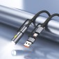 Καλώδιο σύνδεσης Hoco U138 USB-C/USB-A σε USB-C/Φακό 3A 1.2m Braided Μαύρο