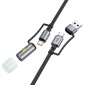 Καλώδιο σύνδεσης Hoco U138 USB-C/USB-A σε USB-C/Φακό 3A 1.2m Braided Μαύρο