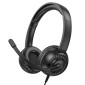 Ακουστικά Stereo Hoco W112 Pure 3.5mm Κατάλληλα για Κλήσεις ή Τηλεφωνικο Κέντρο με Μικρόφωνο Μαύρα