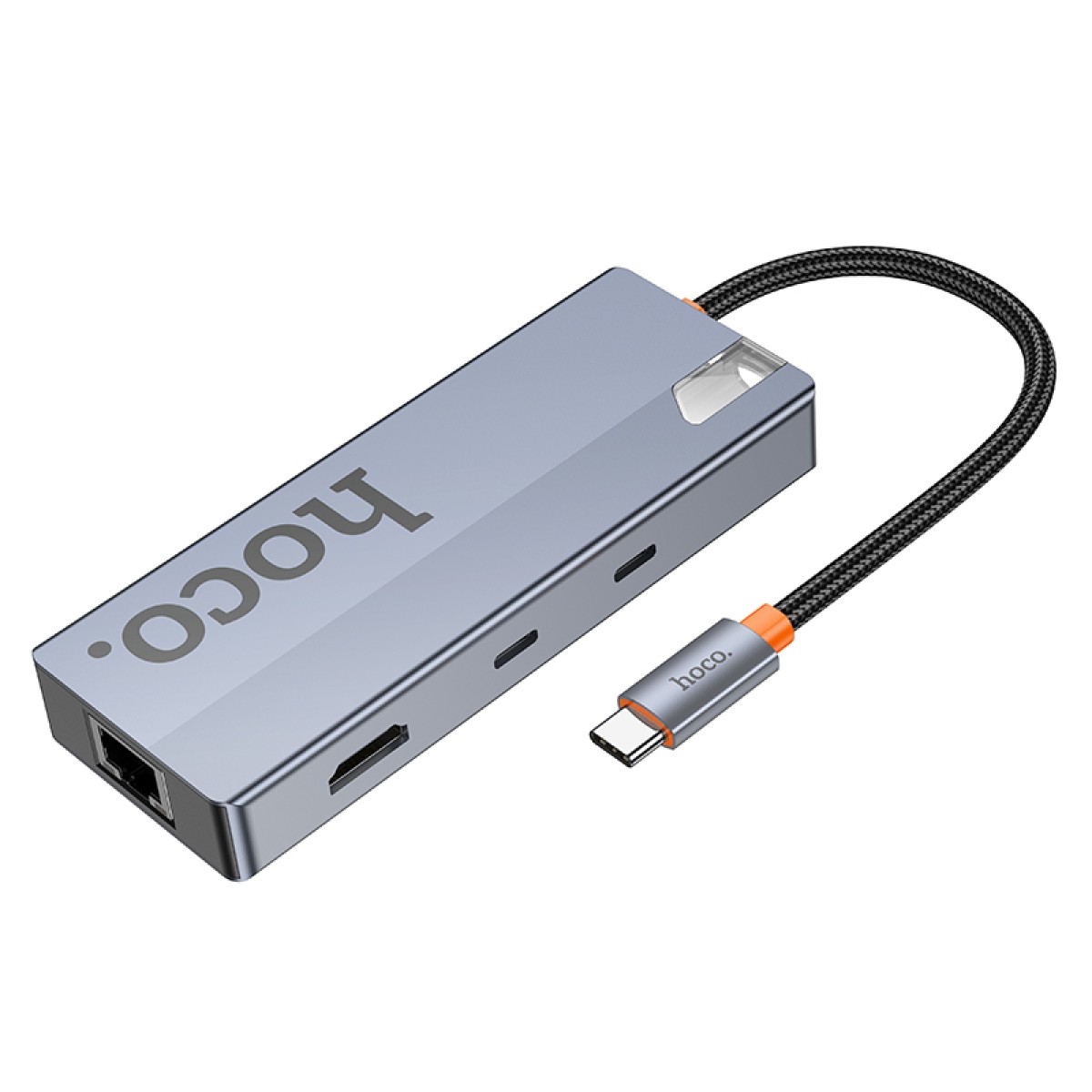 Hub USB-C Hoco HB52 Wow 8-in-1 με HDTV + RJ45 + SD/TF+ PD + Type-C 3.0 + 2x USB 3.0 Γκρι 18cm