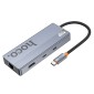 Hub USB-C Hoco HB52 Wow 8-in-1 με HDTV + RJ45 + SD/TF+ PD + Type-C 3.0 + 2x USB 3.0 Γκρι 18cm