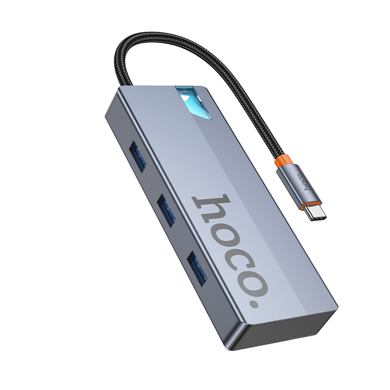 USB Hub Hoco HB50 Wow 5-in-1 USB-C σε HDTV+PD+ 3 x USB3.0 Γκρι 18cm