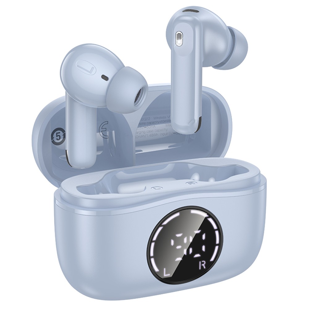 Wireless Hands Free Hoco EQ22 Singer TWS V5.4 400mAh με 7 Ώρες Λειτουργίας και Εναλλαγή Master/Slave Μπλε