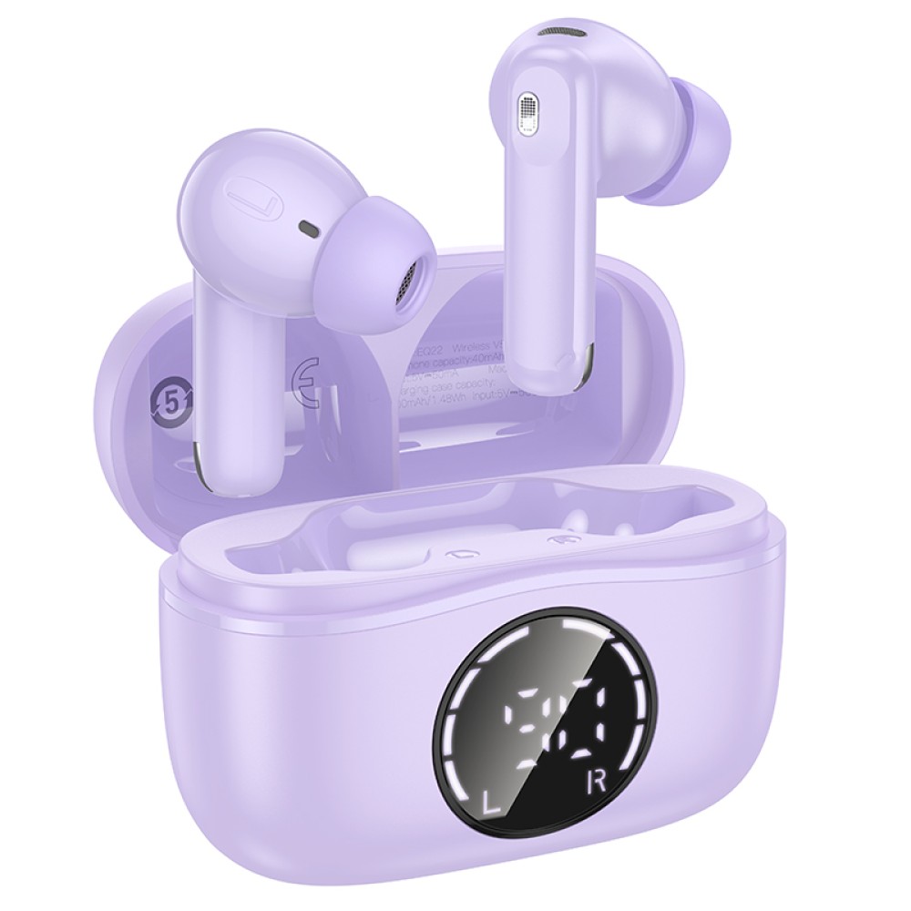 Wireless Hands Free Hoco EQ22 Singer TWS V5.4 400mAh με 7 Ώρες Λειτουργίας και Εναλλαγή Master/Slave Μωβ