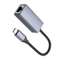 Αντάπτορας  Hoco UA37 USB-C σε RJ45 OTG 10/100/1000Mbps 12cm Γκρι