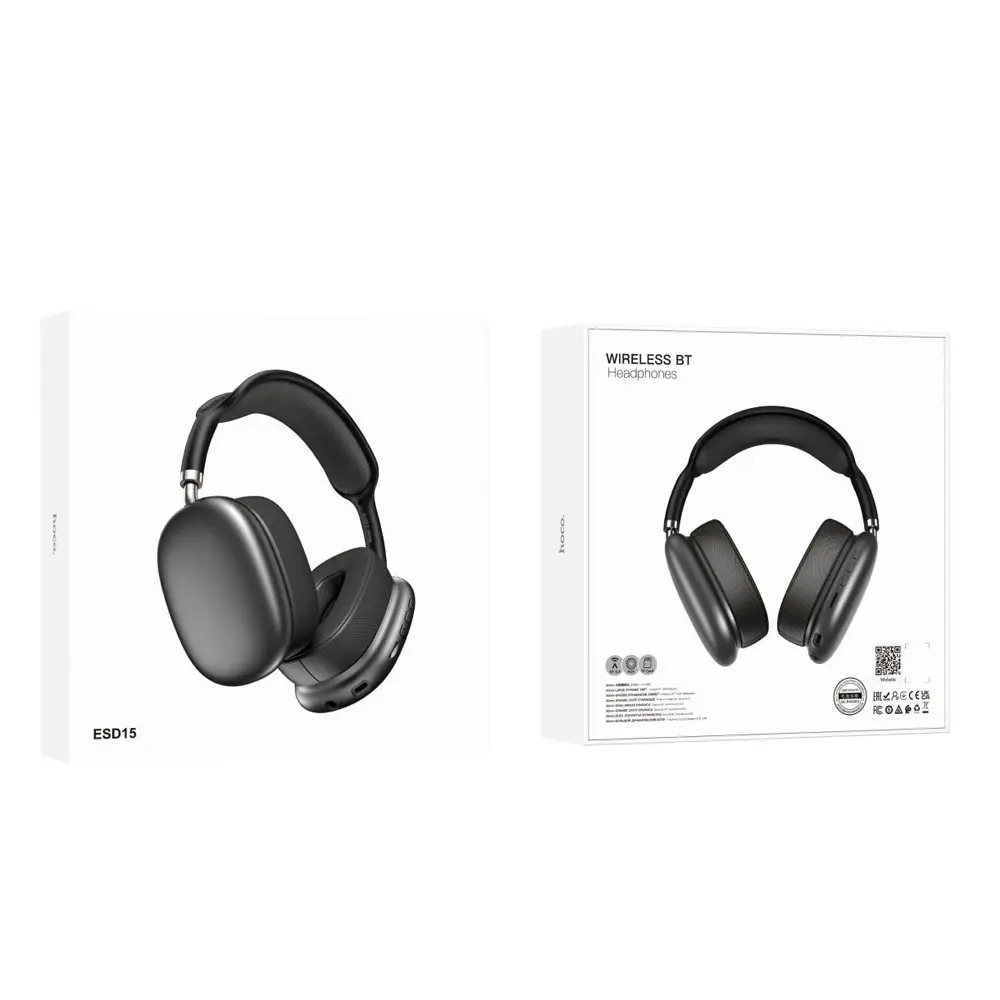 Wireless Ακουστικά Stereo Hoco ESD15 Max Shadow V5.3 400mAh με υποδοχή Micro SD και AUX Γκρι