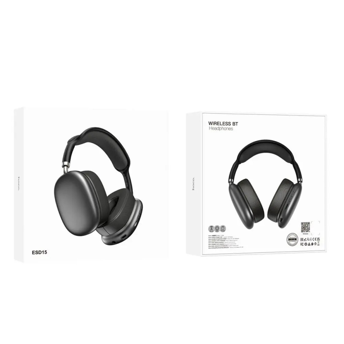Wireless Ακουστικά Stereo Hoco ESD15 Max Shadow V5.3 400mAh με υποδοχή Micro SD και AUX Γκρι
