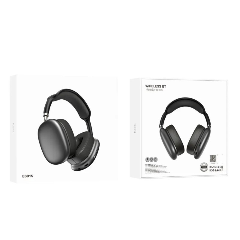 Wireless Ακουστικά Stereo Hoco ESD15 Max Shadow V5.3 400mAh με υποδοχή Micro SD και AUX Γκρι