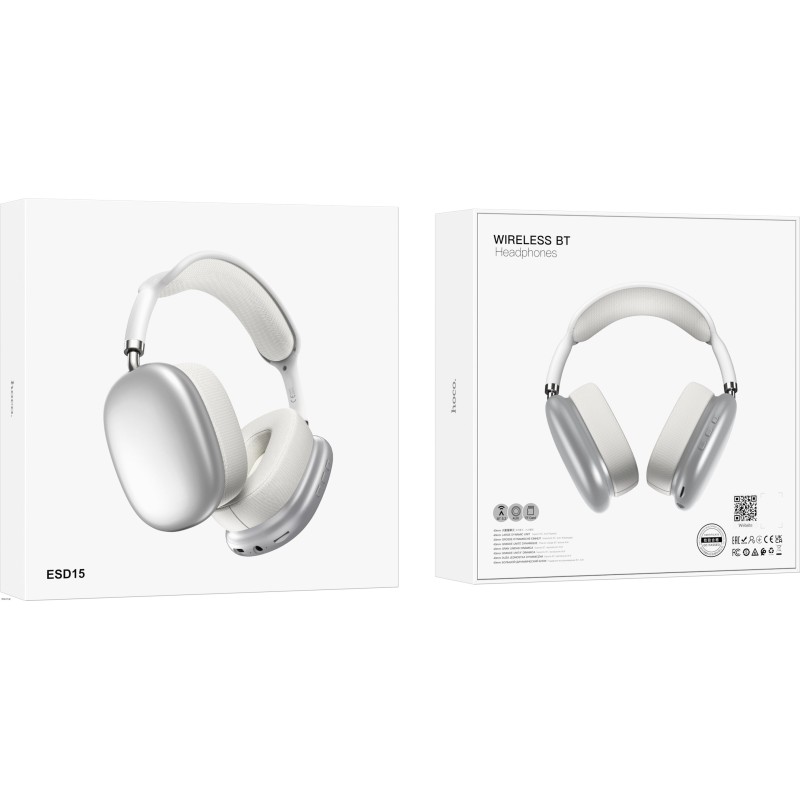 Wireless Ακουστικά Stereo Hoco ESD15 Max Shadow V5.3 400mAh με υποδοχή Micro SD και AUX Ασημί