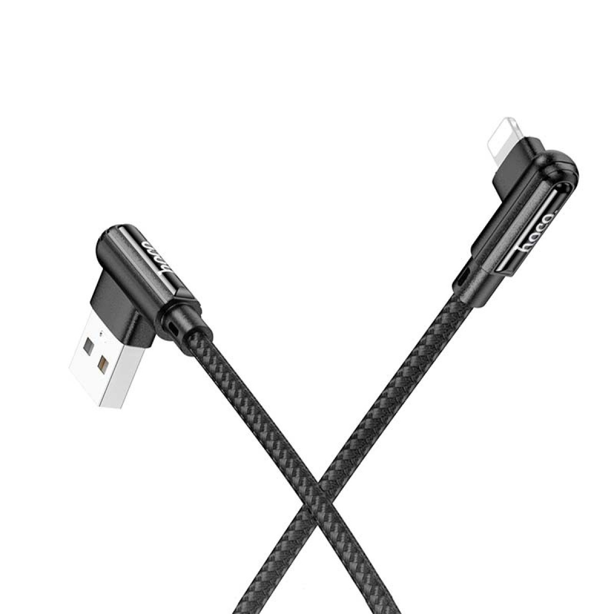 Καλώδιο σύνδεσης Hoco DU40 Guard USB σε Lightning 2.4A Spring Braided Cable 0.45-1m Μαύρο