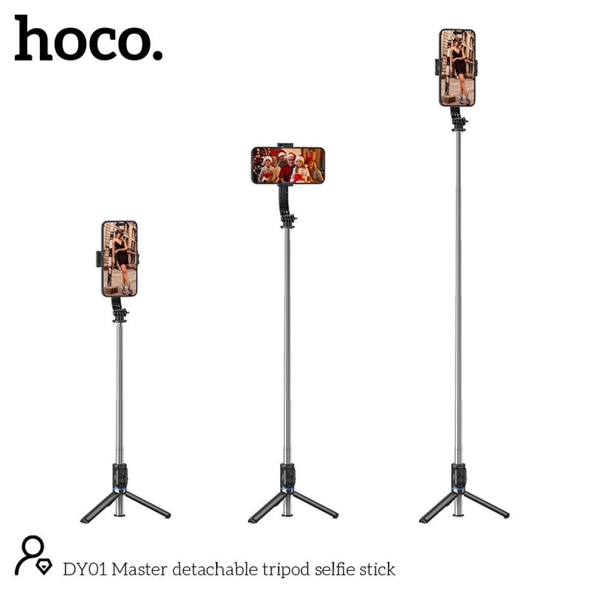 Βάση Στήριξης και Selfie Stick Hoco DY01 Master 360°  με Τηλεχειρισμό Συμβατό με GoPro, Μήκος 106mm Μαύρο